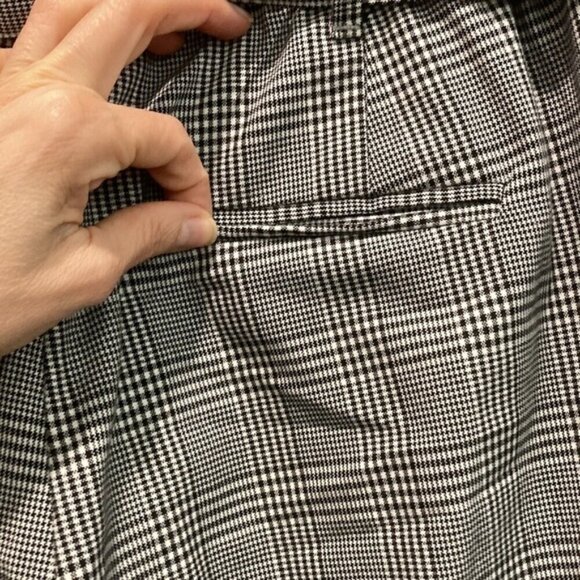 Zara Trafaluc Black And White Plaid Paper Bag Belted Trouser Pants - Picture 11 of 15